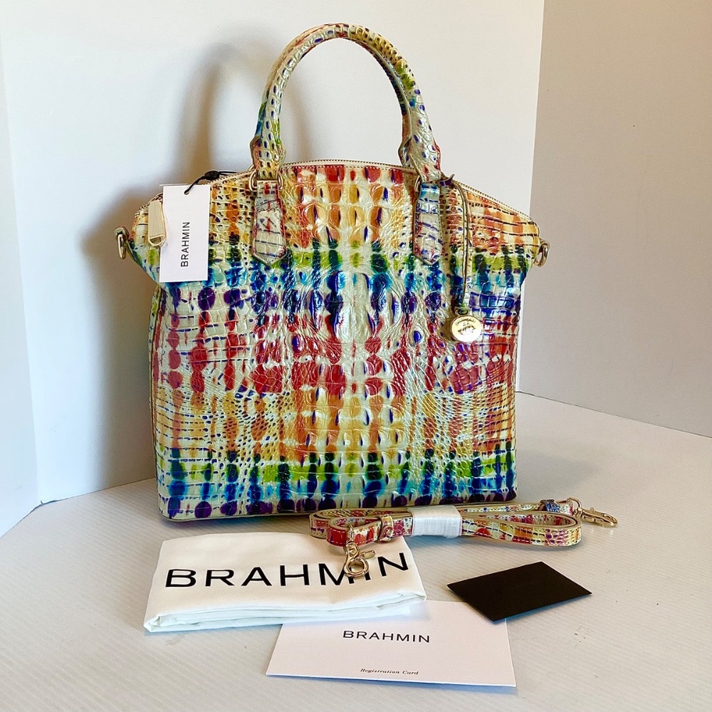 Brahmin Large Duxbury Croc-Embossed Leather Satchel Celebrate Melbourne NWT $345
